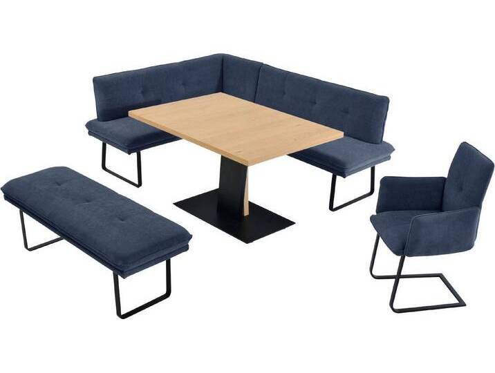 K+W Komfort & Wohnen Essgruppe Giacomo III, (4-tlg), Freischwingersessel, blau, Langer Schenkel rechts, blau von K+W-Polstermöbel