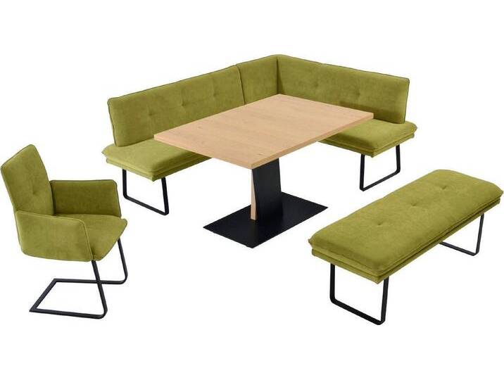 K+W Komfort & Wohnen Essgruppe Giacomo III, (4-tlg), Freischwingersessel, grün, Langer Schenkel links, olive von K+W-Polstermöbel