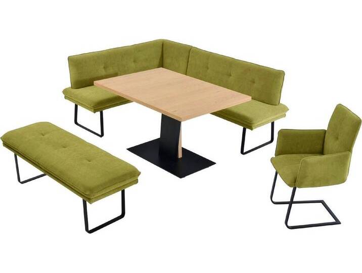 K+W Komfort & Wohnen Essgruppe Giacomo III, (4-tlg), Freischwingersessel, grün, Langer Schenkel rechts, olive von K+W-Polstermöbel