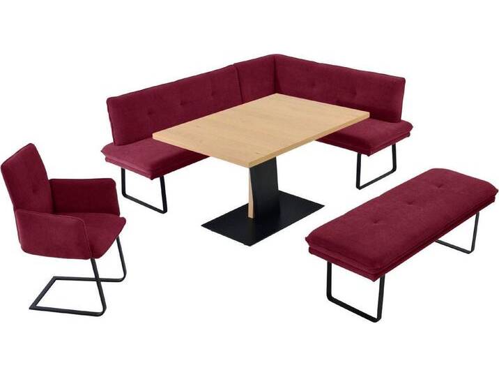 K+W Komfort & Wohnen Essgruppe Giacomo III, (4-tlg), Freischwingersessel, rot, Langer Schenkel links, bordo von K+W-Polstermöbel