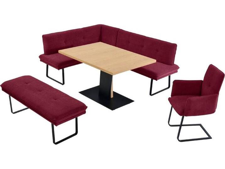 K+W Komfort & Wohnen Essgruppe Giacomo III, (4-tlg), Freischwingersessel, rot, Langer Schenkel rechts, bordo von K+W-Polstermöbel