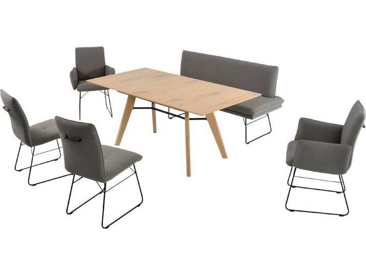 K+W Komfort & Wohnen Essgruppe Giacomo IV, (6-tlg), Polsterbank in 2 Größen, 2 Kufenstühle, 2 Armlehnenstühle und 1 Tisch, braun von K+W-Polstermöbel