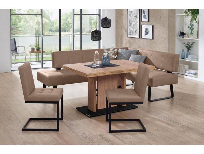 K+W Komfort & Wohnen Essgruppe Spider II, (4-tlg), langer Schenkel wahweise in 2 Breiten, 2 Freischwinger, 1 Tisch, beige, Essbank Breite 227 cm von K+W-Polstermöbel