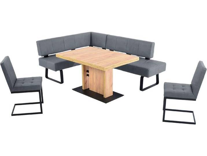 K+W Komfort & Wohnen Essgruppe Spider II, (4-tlg), langer Schenkel wahweise in 2 Breiten, 2 Freischwinger, 1 Tisch, blau, Essbank Breite 165 cm von K+W-Polstermöbel