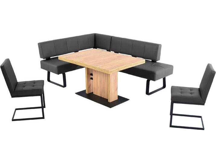 K+W Komfort & Wohnen Essgruppe Spider II, (4-tlg), langer Schenkel wahweise in 2 Breiten, 2 Freischwinger, 1 Tisch, braun, Essbank Breite 165 cm von K+W-Polstermöbel