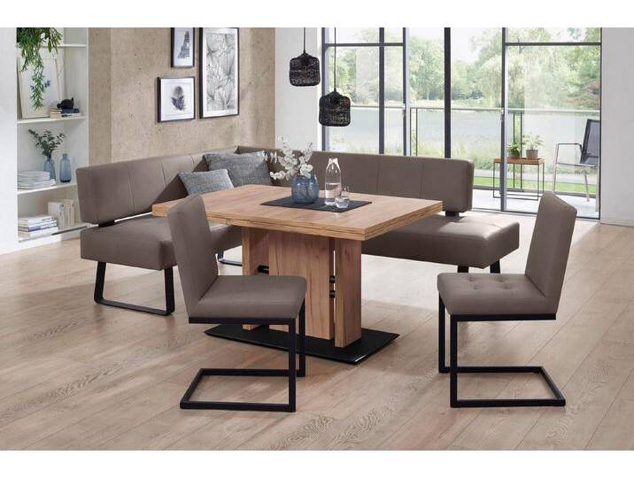 K+W Komfort & Wohnen Essgruppe Spider II, (4-tlg), langer Schenkel wahweise in 2 Breiten, 2 Freischwinger, 1 Tisch, braun, Essbank Breite 165 cm von K+W-Polstermöbel