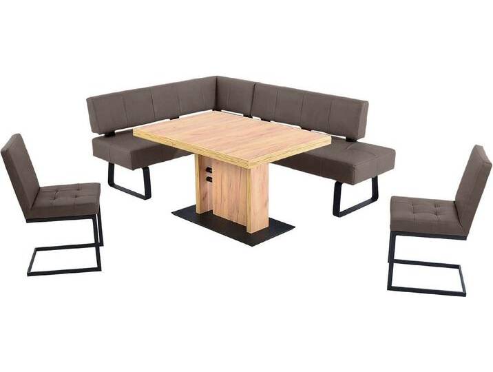 K+W Komfort & Wohnen Essgruppe Spider II, (4-tlg), langer Schenkel wahweise in 2 Breiten, 2 Freischwinger, 1 Tisch, braun, Essbank Breite 165 cm von K+W-Polstermöbel