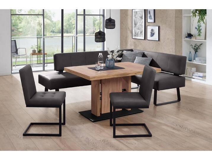 K+W Komfort & Wohnen Essgruppe Spider II, (4-tlg), langer Schenkel wahweise in 2 Breiten, 2 Freischwinger, 1 Tisch, braun, Essbank Breite 227 cm von K+W-Polstermöbel