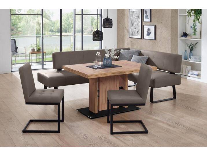 K+W Komfort & Wohnen Essgruppe Spider II, (4-tlg), langer Schenkel wahweise in 2 Breiten, 2 Freischwinger, 1 Tisch, braun, Essbank Breite 227 cm von K+W-Polstermöbel