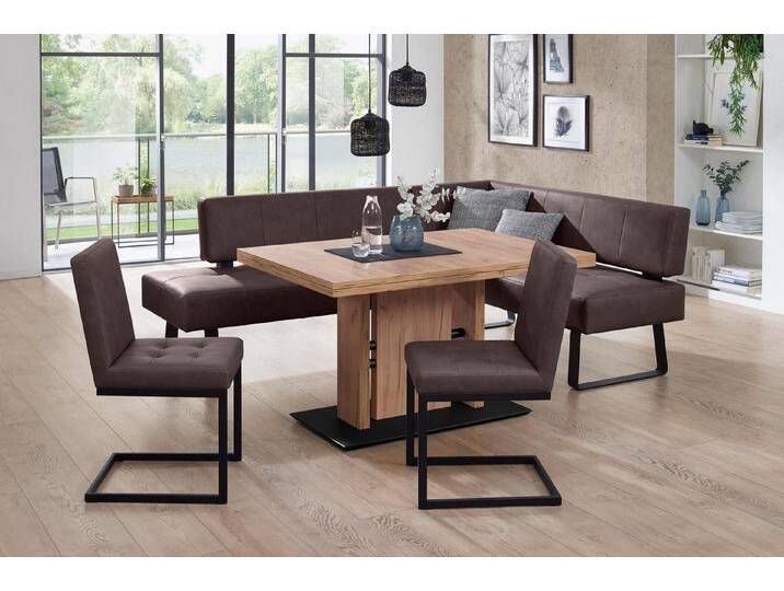 K+W Komfort & Wohnen Essgruppe Spider II, (4-tlg), langer Schenkel wahweise in 2 Breiten, 2 Freischwinger, 1 Tisch, braun, Essbank Breite 227 cm von K+W-Polstermöbel