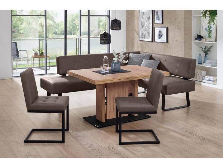 K+W Komfort & Wohnen Essgruppe Spider II, (4-tlg), langer Schenkel wahweise in 2 Breiten, 2 Freischwinger, 1 Tisch, braun, Essbank Breite 227 cm von K+W-Polstermöbel