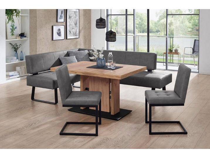 K+W Komfort & Wohnen Essgruppe Spider II, (4-tlg), langer Schenkel wahweise in 2 Breiten, 2 Freischwinger, 1 Tisch, grau, Essbank Breite 165 cm, grey von K+W-Polstermöbel