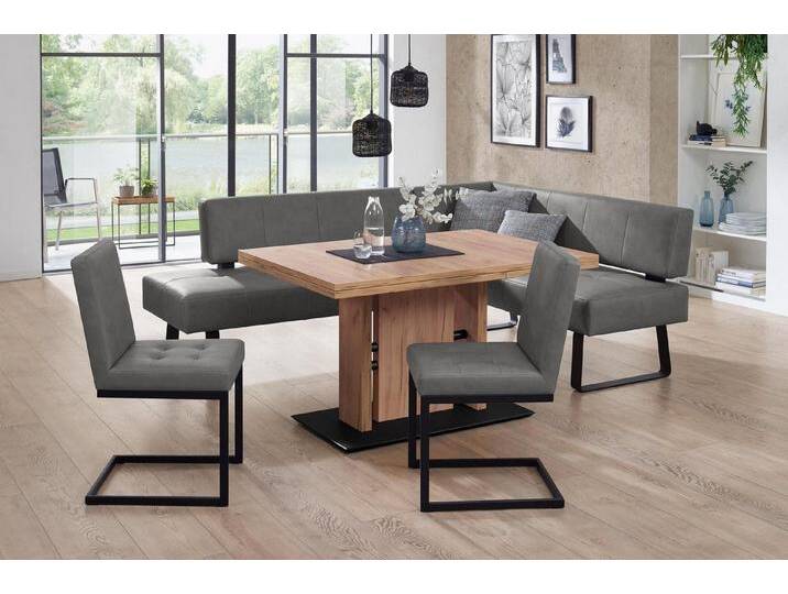 K+W Komfort & Wohnen Essgruppe Spider II, (4-tlg), langer Schenkel wahweise in 2 Breiten, 2 Freischwinger, 1 Tisch, grau, Essbank Breite 227 cm, grey von K+W-Polstermöbel