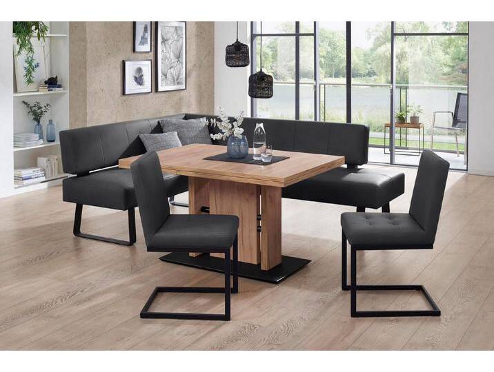 K+W Komfort & Wohnen Essgruppe Spider II, (4-tlg), langer Schenkel wahweise in 2 Breiten, 2 Freischwinger, 1 Tisch, schwarz, Essbank Breite 165 cm von K+W-Polstermöbel