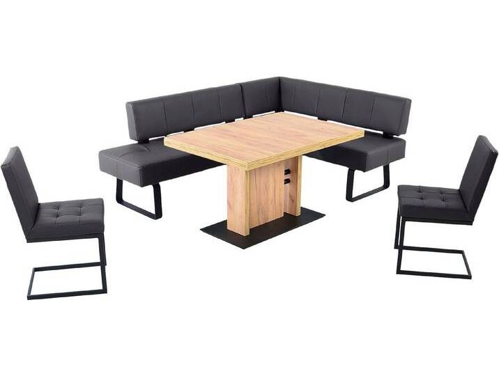 K+W Komfort & Wohnen Essgruppe Spider II, (4-tlg), langer Schenkel wahweise in 2 Breiten, 2 Freischwinger, 1 Tisch, schwarz, Essbank Breite 195 cm von K+W-Polstermöbel