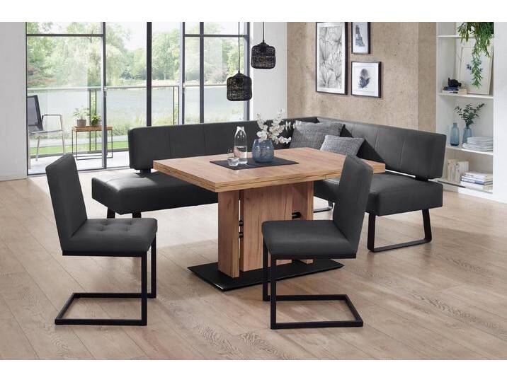 K+W Komfort & Wohnen Essgruppe Spider II, (4-tlg), langer Schenkel wahweise in 2 Breiten, 2 Freischwinger, 1 Tisch, schwarz, Essbank Breite 227 cm von K+W-Polstermöbel
