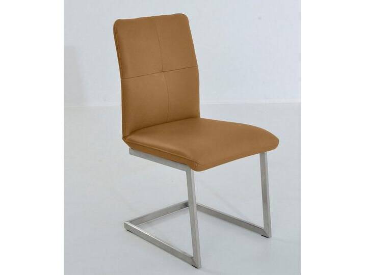 K+W Komfort & Wohnen Freischwinger 6511, Freischwinger mit Hochkantrohr und praktischem Metallgriff am Rücken, gelb, curcuma von K+W-Polstermöbel