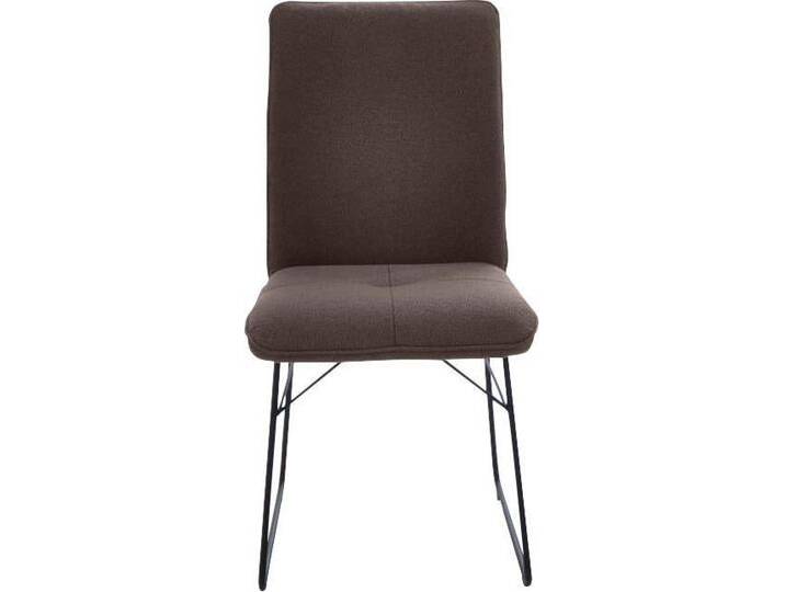 K+W Komfort & Wohnen Kufenstuhl (1 St), Drahtgestell in Metall schwarz, Griff am Rücken, Steppung im Sitz, braun, dunkelbraun von K+W-Polstermöbel