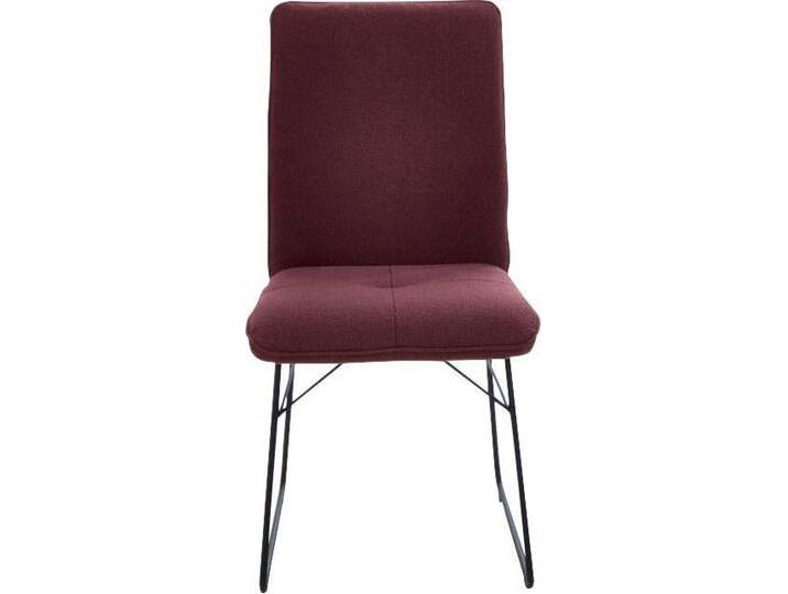 K+W Komfort & Wohnen Kufenstuhl (1 St), Drahtgestell in Metall schwarz, Griff am Rücken, Steppung im Sitz, rot, bordeaux von K+W-Polstermöbel