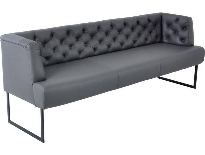 K+W Komfort & Wohnen Polsterbank Creso, im modernen Chesterfield-Look, mit schwarzen Kufenfüßen, grau, zinn von K+W-Polstermöbel