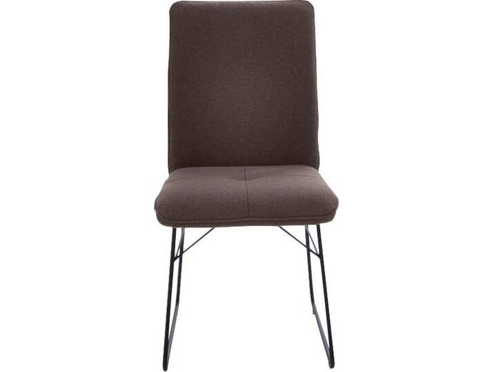 Kufenstuhl K+W KOMFORT & WOHNEN, braun (dunkelbraun, schwarz), B:46cm H:91cm T:62cm, Stühle, Drahtgestell in Metall schwarz, Griff am Rücken, Steppung im Sitz von K+W-Polstermöbel