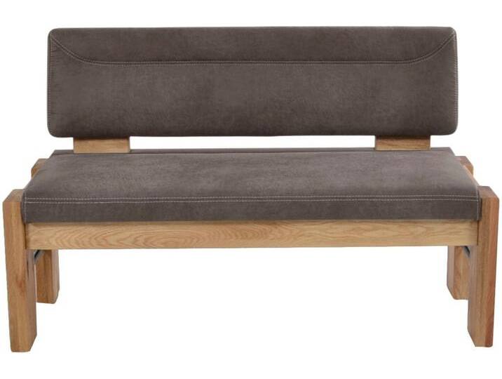 Polsterbank K+W KOMFORT & WOHNEN, grau (elephant 80, balkeneiche natur), B:181cm H:90cm T:63cm, Sitzbänke, gepolsterte Stauraumbank, Massivholz, in 2 Breiten 161cm oder 181cm von K+W-Polstermöbel