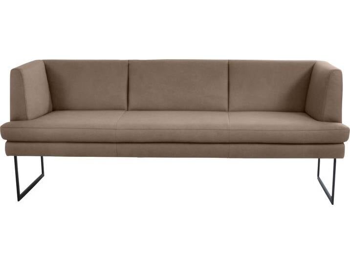 Polsterbank K+W KOMFORT & WOHNEN Cube , braun (wüste 76), B:209cm H:82cm T:67cm, Sitzbänke, Hammerkissenoptik, 2 Breiten, Metallkufe schwarz von K+W-Polstermöbel