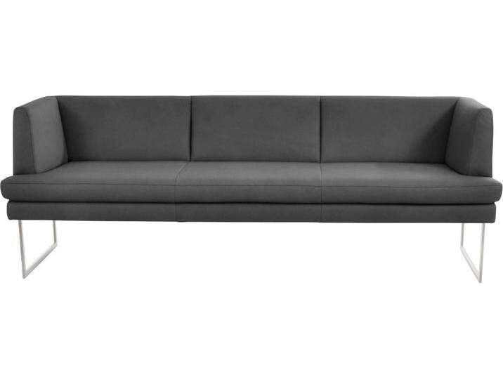 Polsterbank K+W KOMFORT & WOHNEN Cube , grau (asphalt 88), B:229cm H:82cm T:67cm, Sitzbänke, Hammerkissenoptik, 2 Breiten, Hochkantkufe in Edelstahloptik von K+W-Polstermöbel
