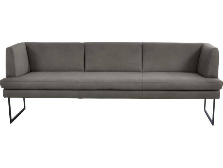 Polsterbank K+W KOMFORT & WOHNEN Cube , grau (granit 83), B:229cm H:82cm T:67cm, Sitzbänke, Hammerkissenoptik, 2 Breiten, Metallkufe schwarz von K+W-Polstermöbel