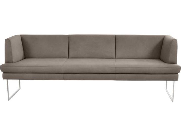 Polsterbank K+W KOMFORT & WOHNEN Cube , grau (stahl 85), B:229cm H:82cm T:67cm, Sitzbänke, Hammerkissenoptik, 2 Breiten, Hochkantkufe in Edelstahloptik von K+W-Polstermöbel