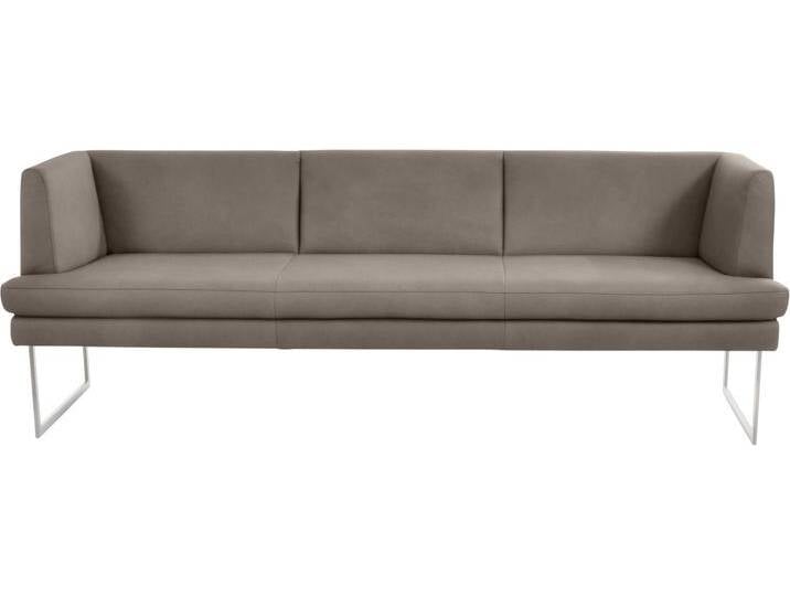 Polsterbank K+W KOMFORT & WOHNEN Cube , grau (stahl 85), B:229cm H:82cm T:67cm, Sitzbänke, Hammerkissenoptik, 2 Breiten, Hochkantkufe in Edelstahloptik von K+W-Polstermöbel