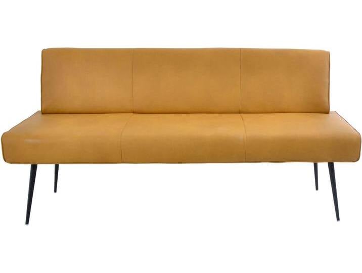 Polsterbank K+W KOMFORT & WOHNEN Giacomo I , gelb (curcuma, schwarz), B:177cm H:87cm T:62cm, Sitzbänke, Metallfüsse in schwarz, wahlweise in der Breite 200cm oder 177cm von K+W-Polstermöbel