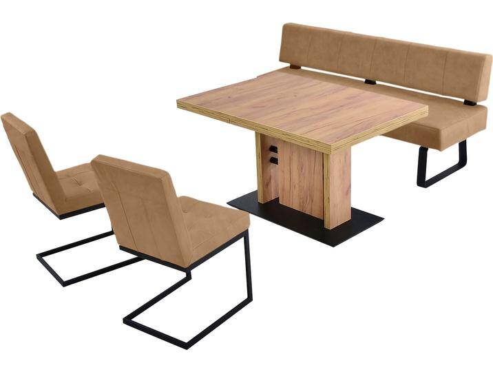 Polsterbank K+W KOMFORT & WOHNEN Spider II , braun (cognac 71, schwarz), B:192cm H:88cm T:67cm, Sitzbänke, Sitzsteppung, bequem durch Sandwichbauweise, Metallkufe in schwarz von K+W-Polstermöbel