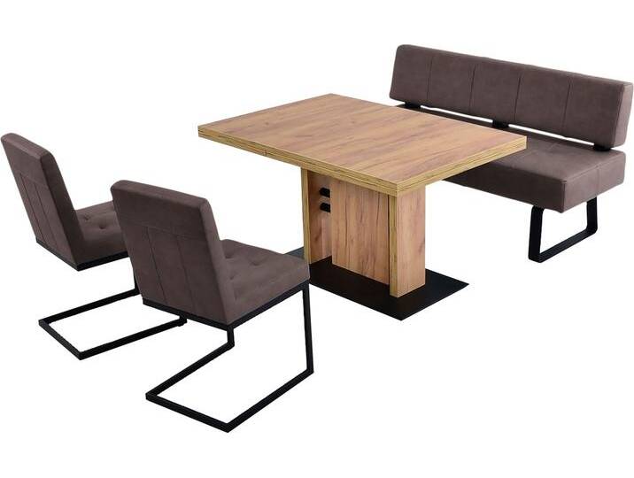 Polsterbank K+W KOMFORT & WOHNEN Spider II , braun (schwarzbraun 79, schwarz), B:160cm H:88cm T:67cm, Sitzbänke, Sitzsteppung, bequem durch Sandwichbauweise, Metallkufe in schwarz von K+W-Polstermöbel