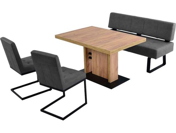 Polsterbank K+W KOMFORT & WOHNEN Spider II , schwarz (schwarz 81, schwarz), B:160cm H:88cm T:67cm, Sitzbänke, Sitzsteppung, bequem durch Sandwichbauweise, Metallkufe in schwarz von K+W-Polstermöbel