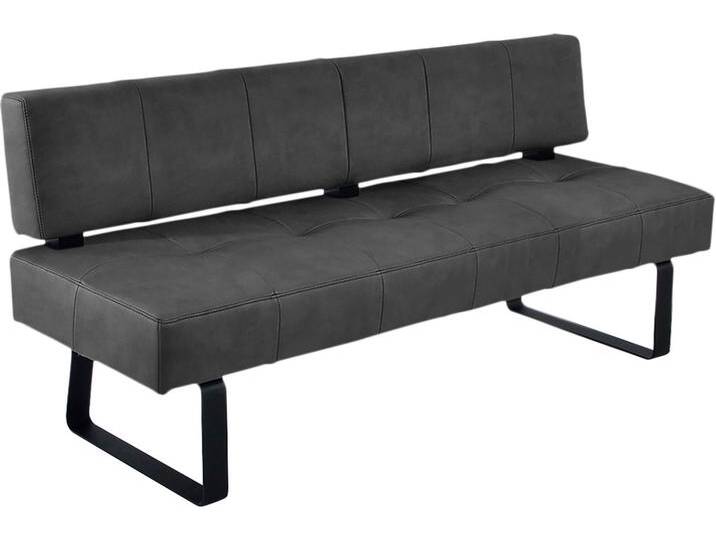 Polsterbank K+W KOMFORT & WOHNEN Spider II , schwarz (schwarz 81, schwarz), B:192cm H:88cm T:67cm, Sitzbänke, Sitzsteppung, bequem durch Sandwichbauweise, Metallkufe in schwarz von K+W-Polstermöbel