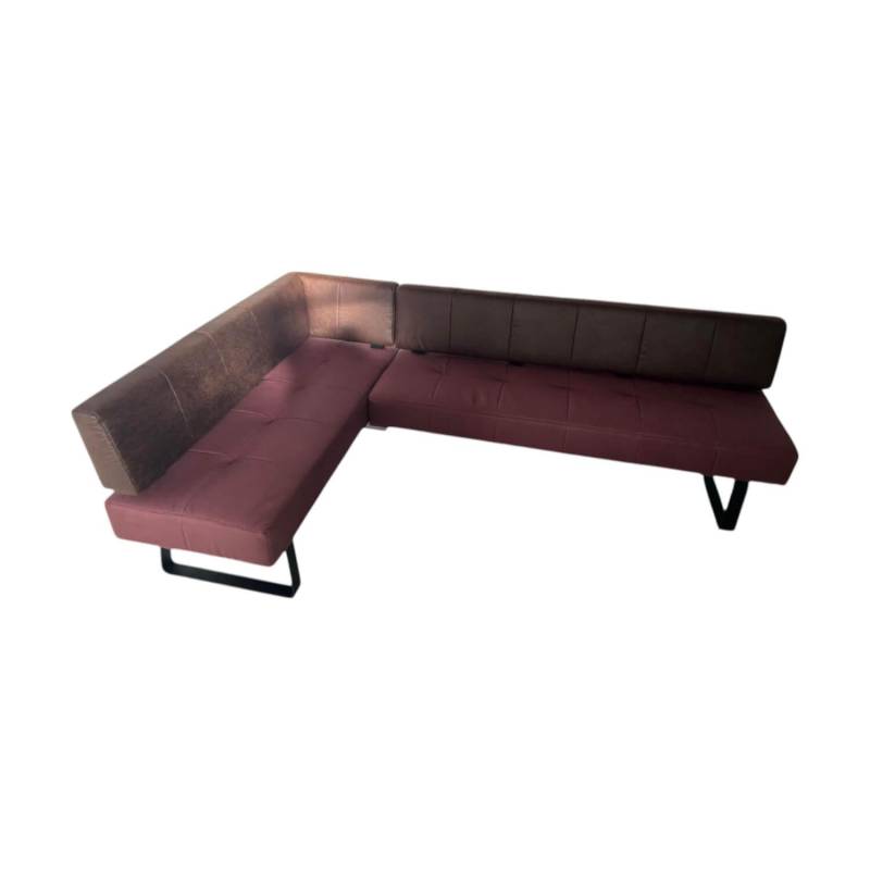 Eckbank 7917 Stoff In Lederoptik Sitzfläche Rot Rückenlehne Braun Gestell Metall... von K+W