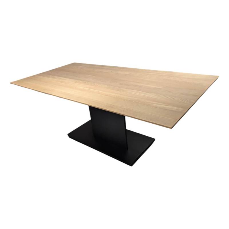 Tisch Cassia Tischplatte 0434 Wildeiche Bianco Massiv Fuß 0681 Metall Schwarz von K+W