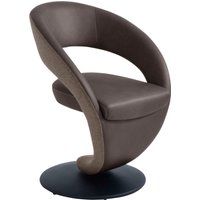 K+W Komfort & Wohnen Drehstuhl "Wave", Leder CLOUD-Lodenstoff, Design-Drehstuhl, Drehteller in Metall schwarz, Farbkombination von K+w Komfort & Wohnen