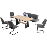 K+W Komfort & Wohnen Essgruppe "Longbeach", (6 tlg.), Essgruppe in Spitzkissenoptik mit 4 Freischwingern, Gestell in Metall von K+w Komfort & Wohnen