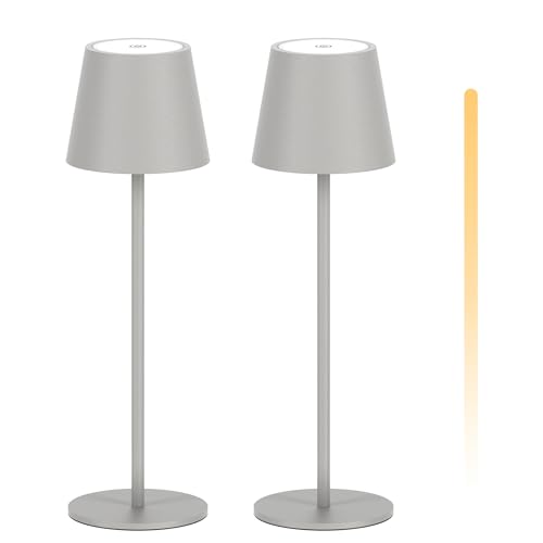 K-Bright 2 Stück LED Dimmbare Akku Tischlampe Kabellose, Wiederaufladbar 3000K/4000K/6000K Drei Farbtemperaturen Tischleuchte mit USB-C, IP54 Wasserdichte, Sandgrau K-Bright 2 Stück LED Dimmbare Akku Tischlampe Kabellose, Wiederaufladbar 3000K/4000K/6000K Drei Farbtemperaturen Tischleuchte mit USB-C, IP54 Wasserdichte, Sandgrau von K-Bright