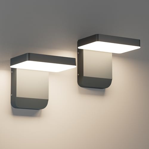 K-Bright 2 Stück wandleuchte aussen, 20W 1560lm led außenleuchte 4000K Korridor Außenbalkon Garage Garten außenlampe IP54 regenfeste led außenlampe(Anthrazit). von K-Bright