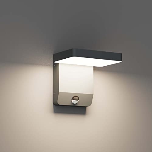 K-Bright außenlampe mit bewegungsmelder, Aussenleuchte Mit Bewegungsmelder Außenlampe LED Wandleuchte Aussen für Balkon, Garten IP65 wasserdicht Anthrazit von K-Bright