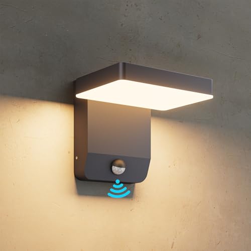 K-Bright 20W LED Aussenleuchte Mit Bewegungsmelder, 3000K sensor Außenwandleuchte, IP65 Waterproof LED Wandleuchte Aussen für Balkon Garten Anthrazit von K-Bright