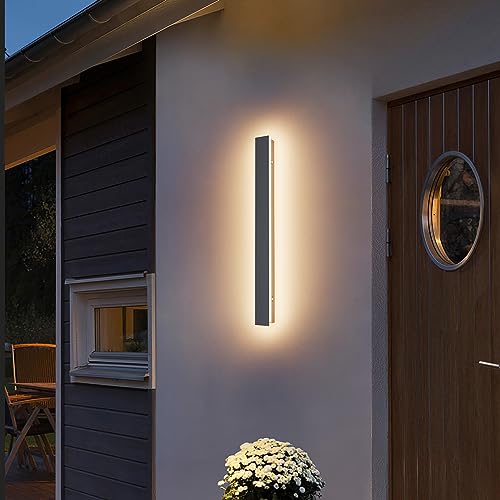 K-Bright 20W Lange Wandleuchte Villa Wandleuchte Anthrazit Wandleuchte Wasserdicht IP65 Außen LED Wandleuchte für Gärten, Terrassen,Schlafzimmer Wohnzimmer Innen wandleuchte, 60CM,Warmweiß von K-Bright