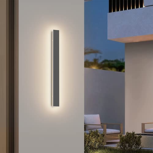 K-Bright 20W Lange Wandleuchte Villa Wandleuchte Dunkelgrau Wandleuchte Wasserdicht Ip65 Außen LED Wandleuchte für Gärten, Terrassen,Schlafzimmer Wohnzimmer Innen wandleuchte, 60CM,4000K von K-Bright