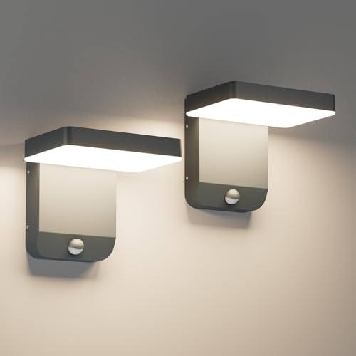 K-Bright 2Stück außenlampe mit bewegungsmelder, Aussenleuchte Mit Bewegungsmelder Außenlampe LED Wandleuchte Aussen für Balkon, Garten IP65 wasserdicht Anthrazit von K-Bright