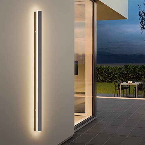 K-Bright Lange Wandleuchte 4000K Wandleuchte Wandleuchte IP65 Außen LED Wandleuchte für Gärten, Terrassen,Schlafzimmer 100CM,Dunkelgrau von K-Bright