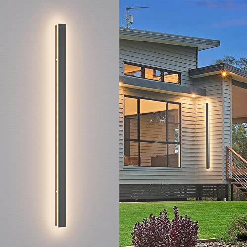K-Bright 35W Lange Wandleuchte Villa Wandleuchte Dunkelgrau Wandleuchte Wasserdicht IP65 Außen LED Wandleuchte für Gärten, Terrassen,Schlafzimmer Wohnzimmer Innen wandleuchte, 120CM,Warmweiß von K-Bright