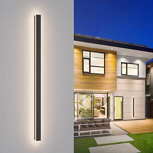 K-Bright 35W Lange Wandleuchte Villa Wandleuchte Schwarze Wandleuchte Wasserdicht Ip65 Außen LED Wandleuchte für Gärten, Terrassen,Schlafzimmer Wohnzimmer Innen wandleuchte, 120CM,4000K von K-Bright